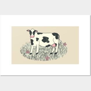 Cow with Flowers Posters and Art